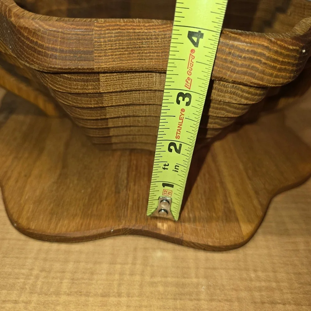 Vintage Collapsible‎ Wooden Centerpiece Basket Trivet Folds Flat Spiral Cut Bowl